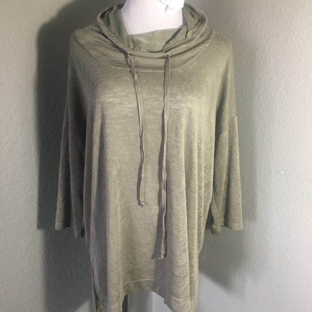 Olive Green Slouch Turtle Neck Pull-Over